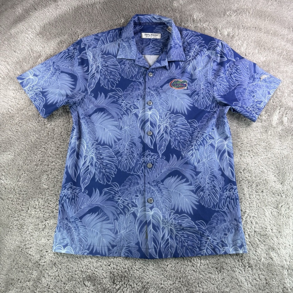 Tommy Bahama Mens S‎ Blue Florida Gators Camp Shirt Bahama Coast Tropical UPF